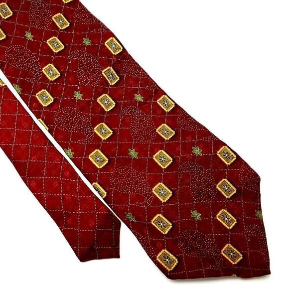 Nautica Silk Tie Print Abstract Red Short Wide‎ - Picture 1 of 6